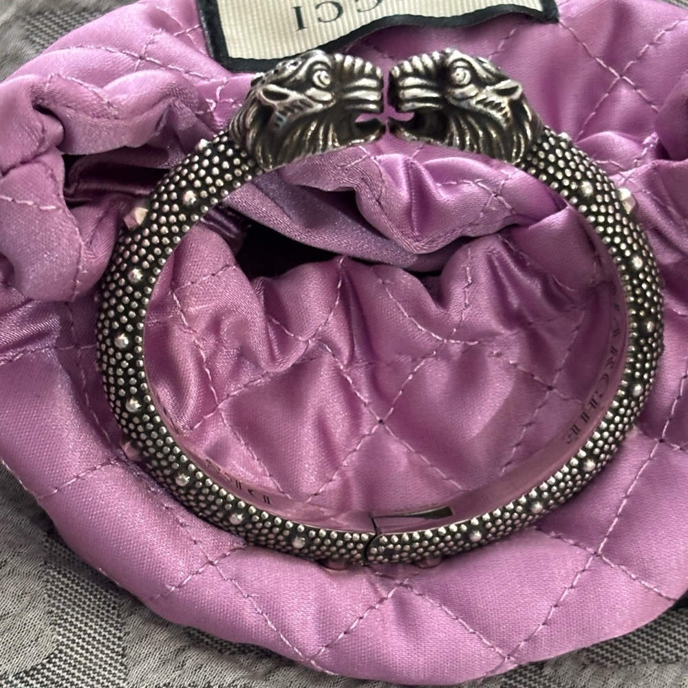 Gucci Sterling Silver Le Marche Des Merveilles Tiger Head Bangle